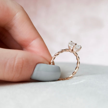 1.5 CT Oval Hidden Halo Moissanite Engagement Ring