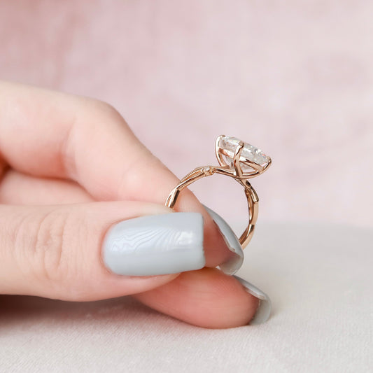 5 CT Oval Twig Pave Moissanite Engagement Ring