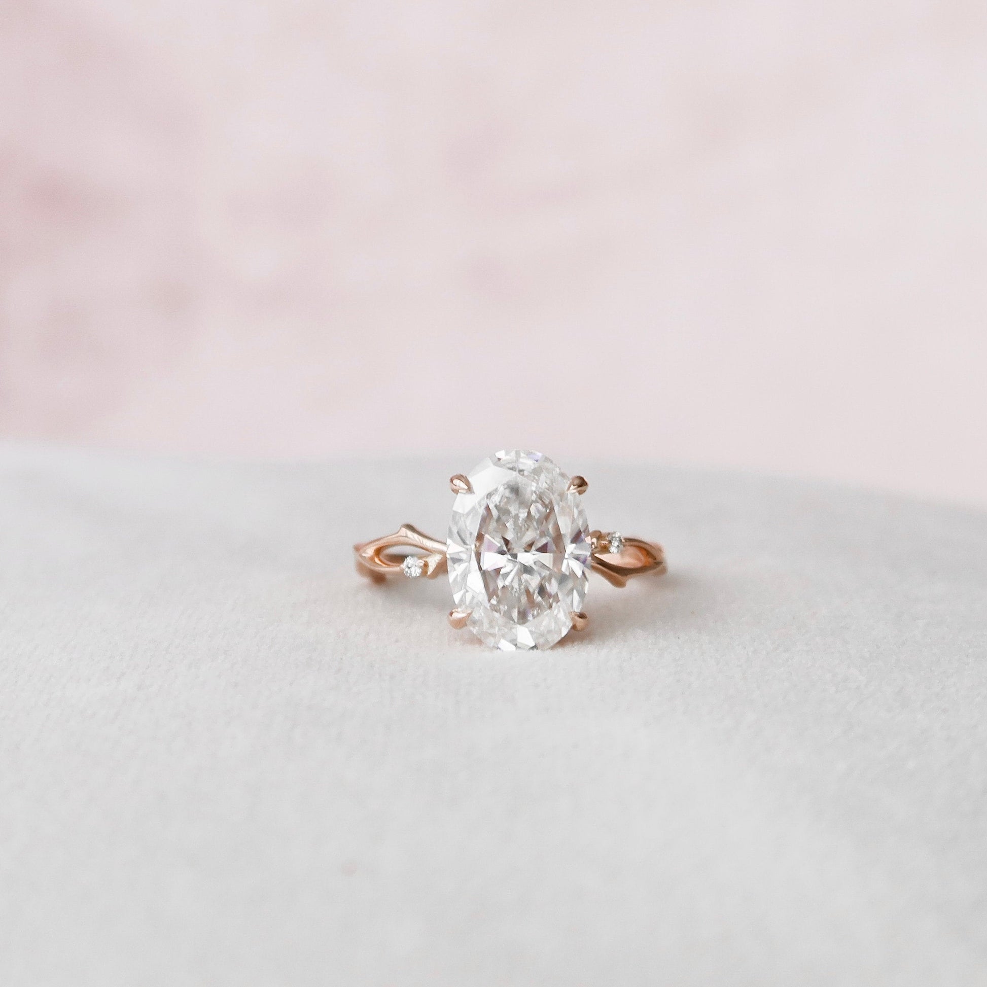 5 CT Oval Twig Pave Moissanite Engagement Ring