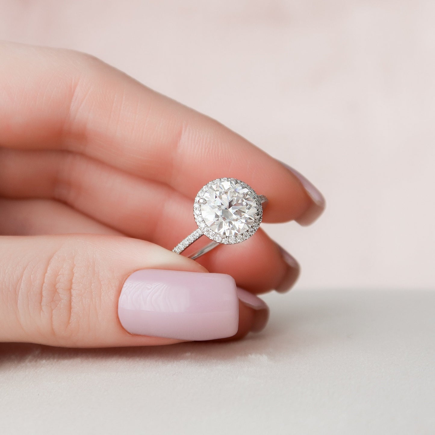 3 CT Round Halo & Pave Moissanite Engagement Ring