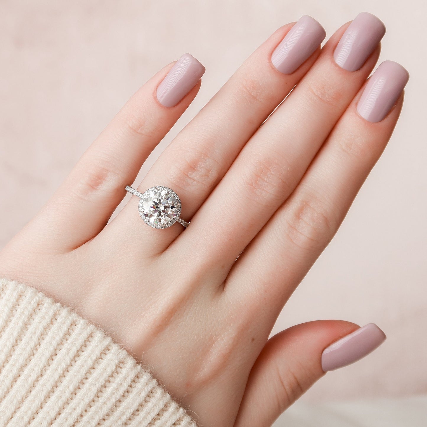 3 CT Round Halo & Pave Moissanite Engagement Ring