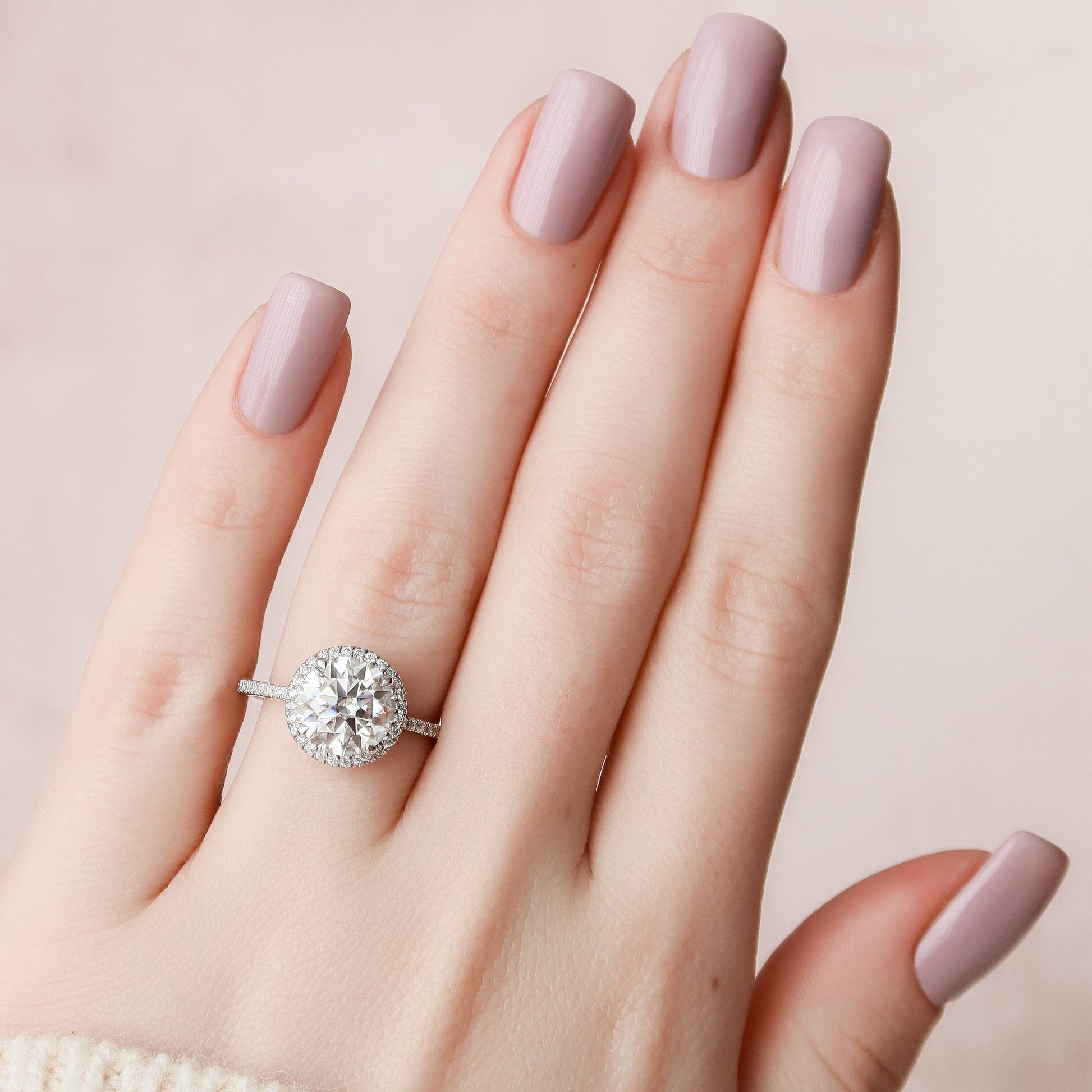 3 CT Round Halo & Pave Moissanite Engagement Ring
