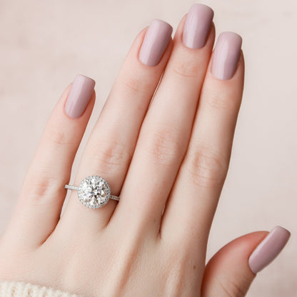 3 CT Round Halo & Pave Moissanite Engagement Ring