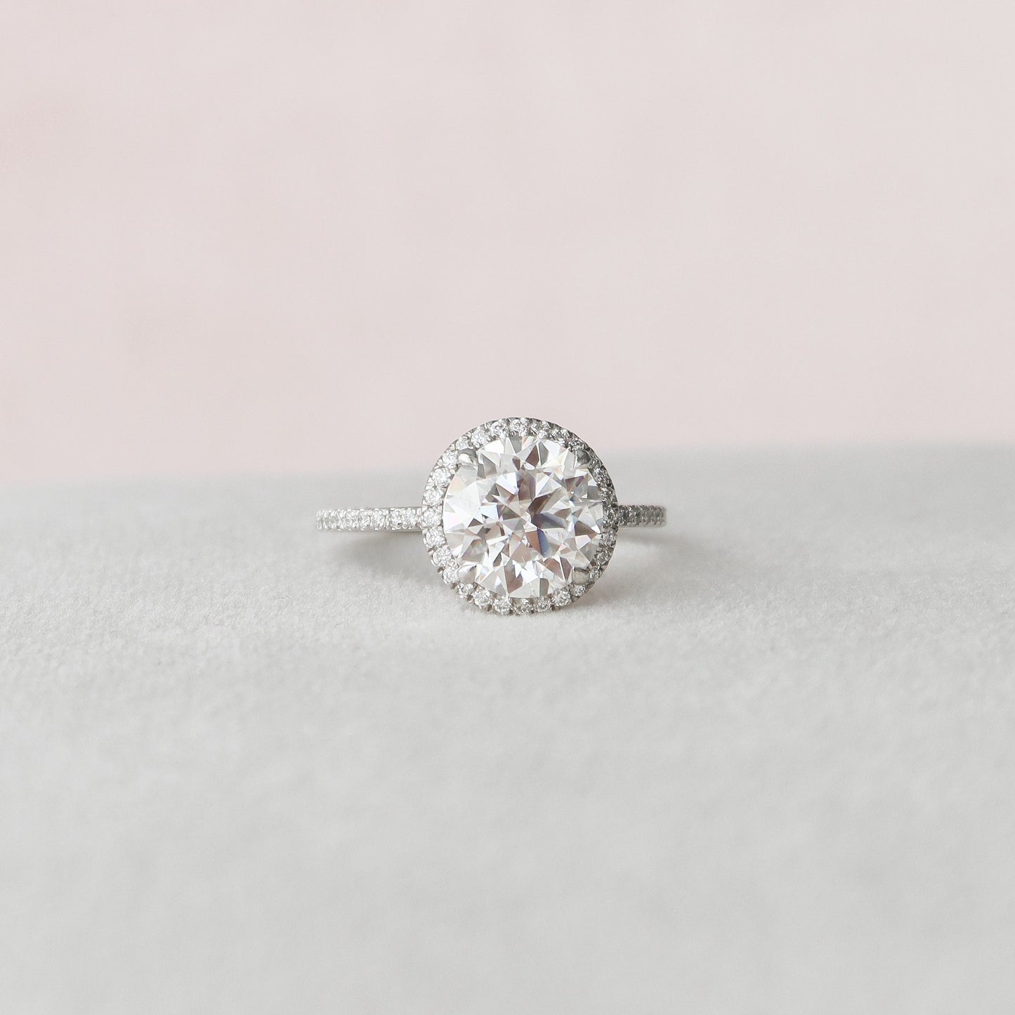 3 CT Round Halo & Pave Moissanite Engagement Ring