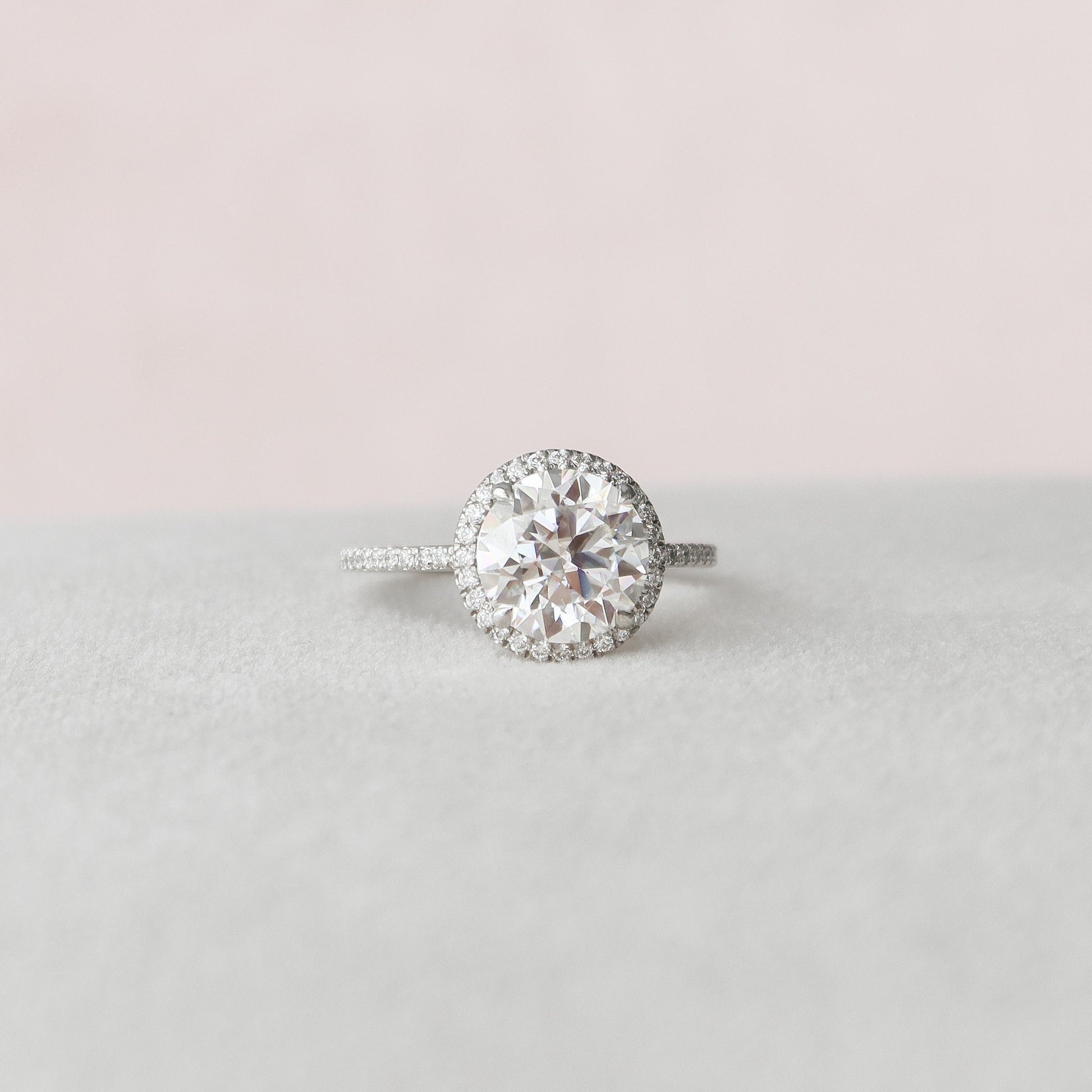 3 CT Round Halo & Pave Moissanite Engagement Ring