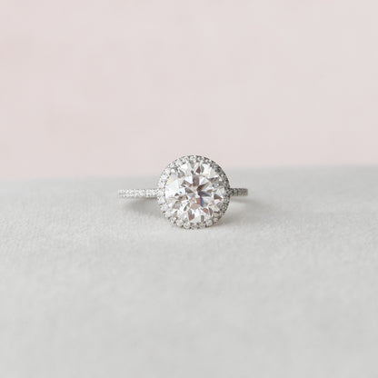 3 CT Round Halo & Pave Moissanite Engagement Ring