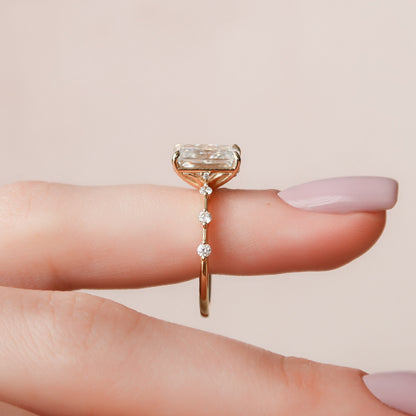 3.5 CT Radiant Dainty Pave Moissanite Engagement Ring
