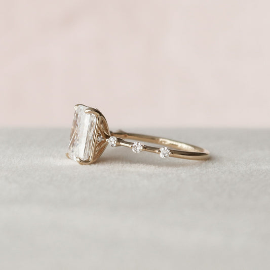 3.5 CT Radiant Dainty Pave Moissanite Engagement Ring