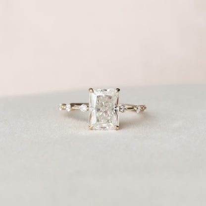 3.5 CT Radiant Dainty Pave Moissanite Engagement Ring
