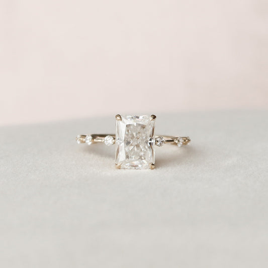 3.5 CT Radiant Dainty Pave Moissanite Engagement Ring