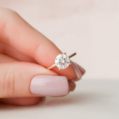 1.5 CT Round Hidden Halo Moissanite Engagement Ring