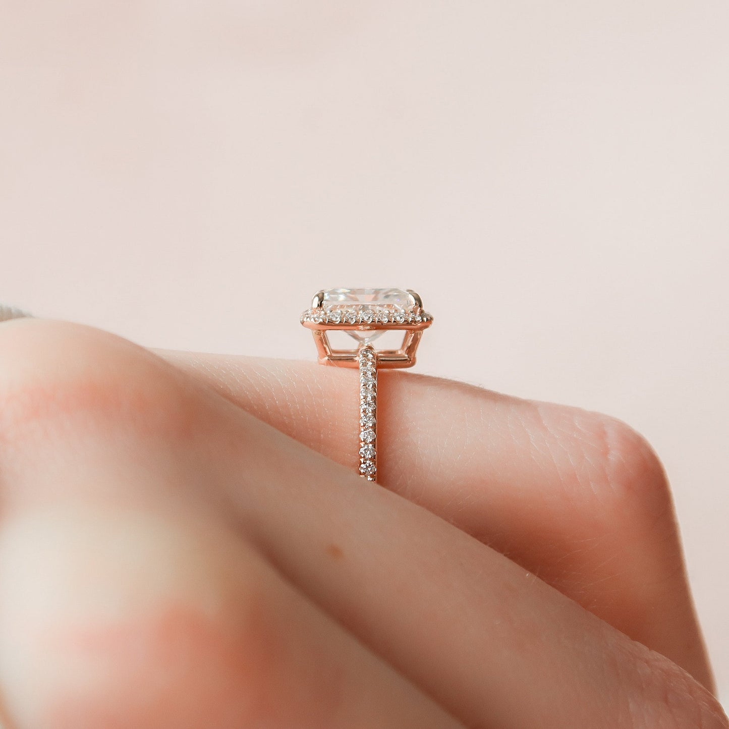 2 CT Radiant Halo & Pave Moissanite Engagement Ring