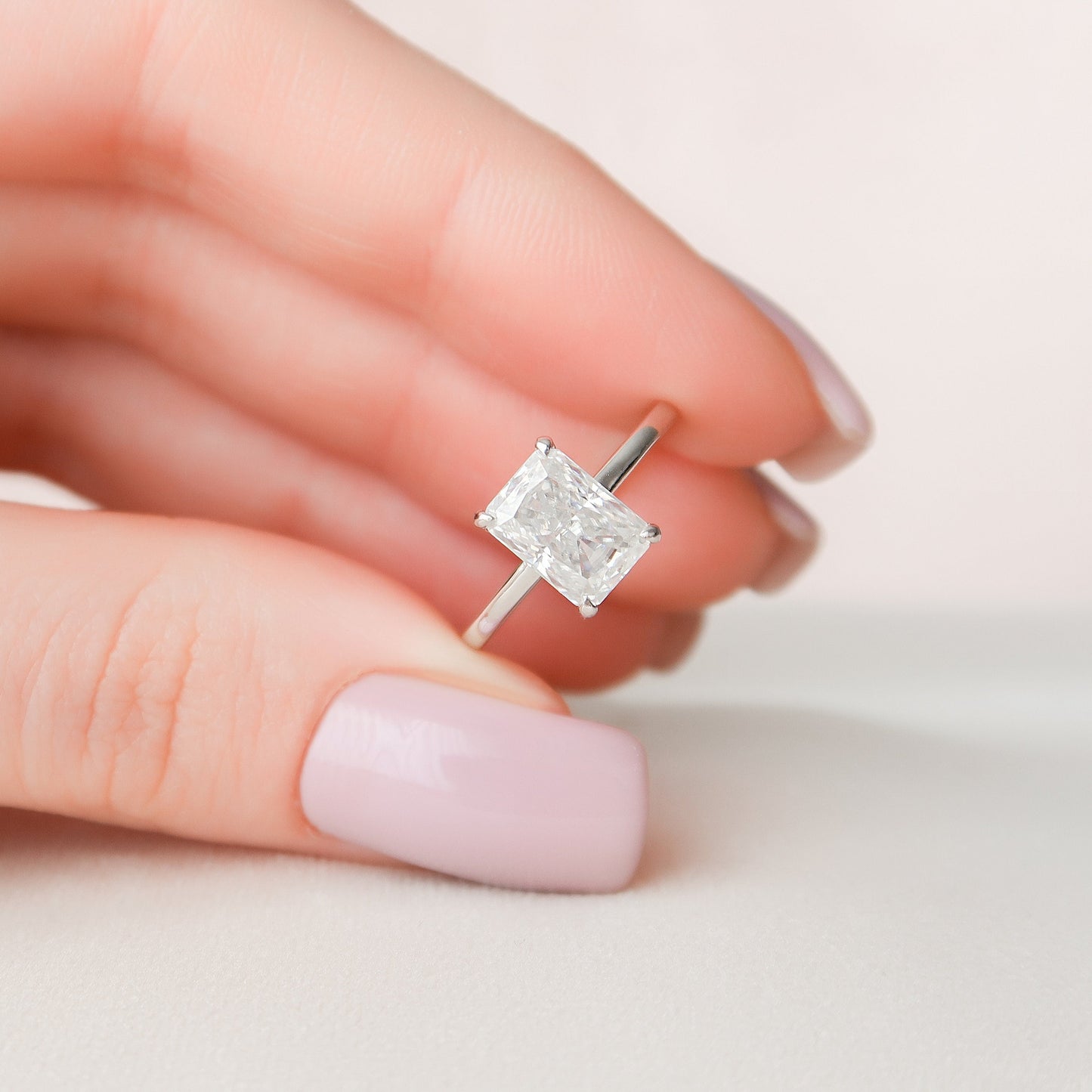 2 CT Radiant Hidden Halo Moissanite Engagement Ring