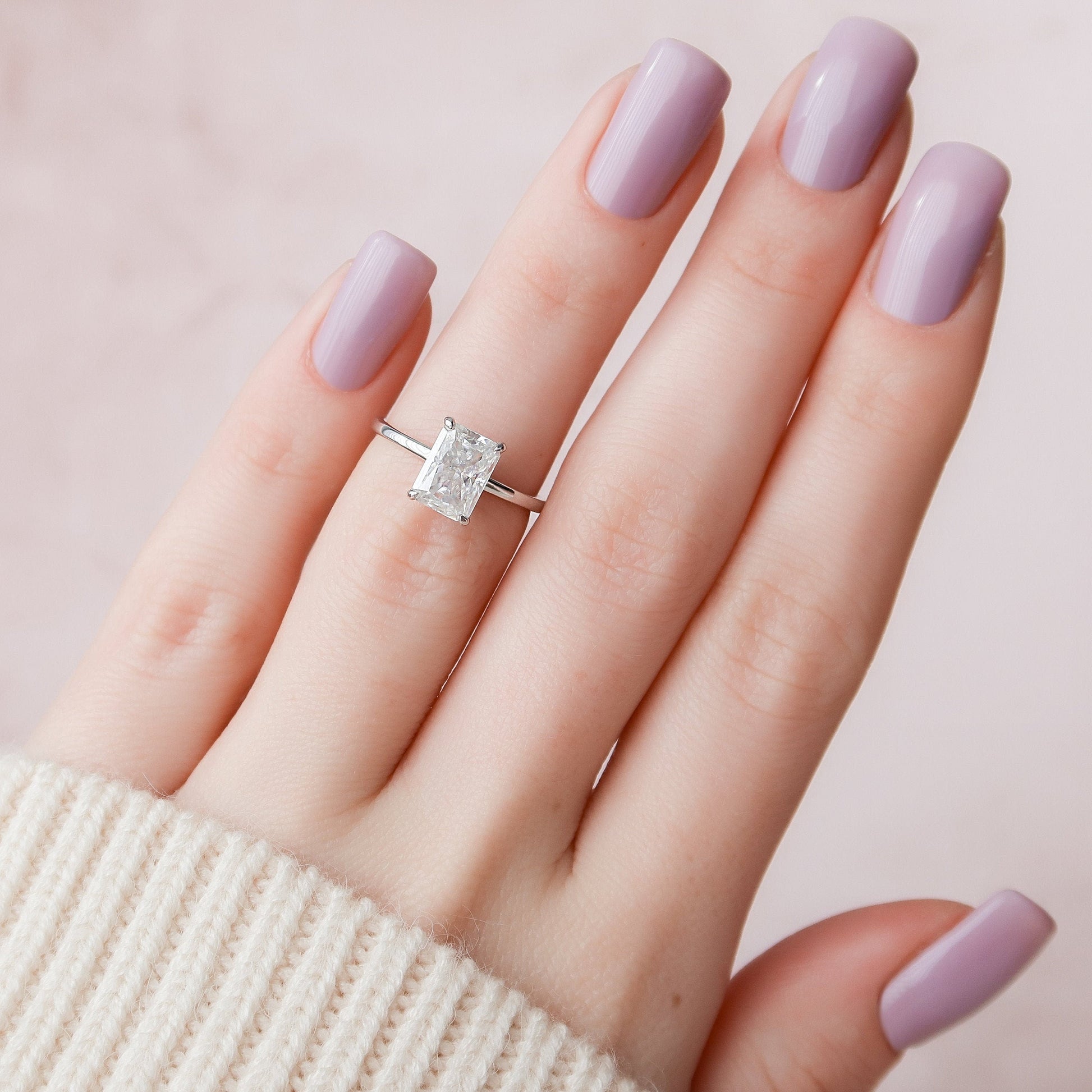 2 CT Radiant Hidden Halo Moissanite Engagement Ring