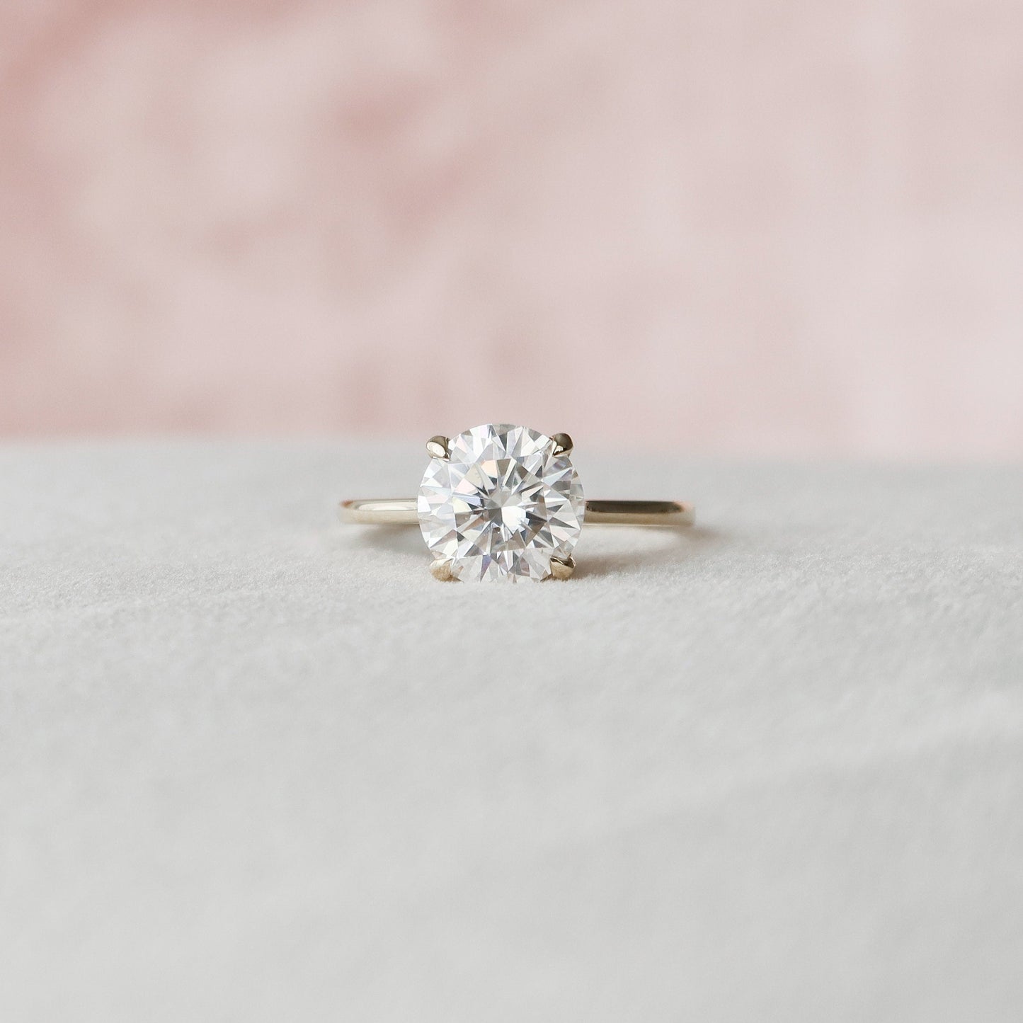 3 CT Round Hidden Halo & Pave Moissanite Engagement Ring