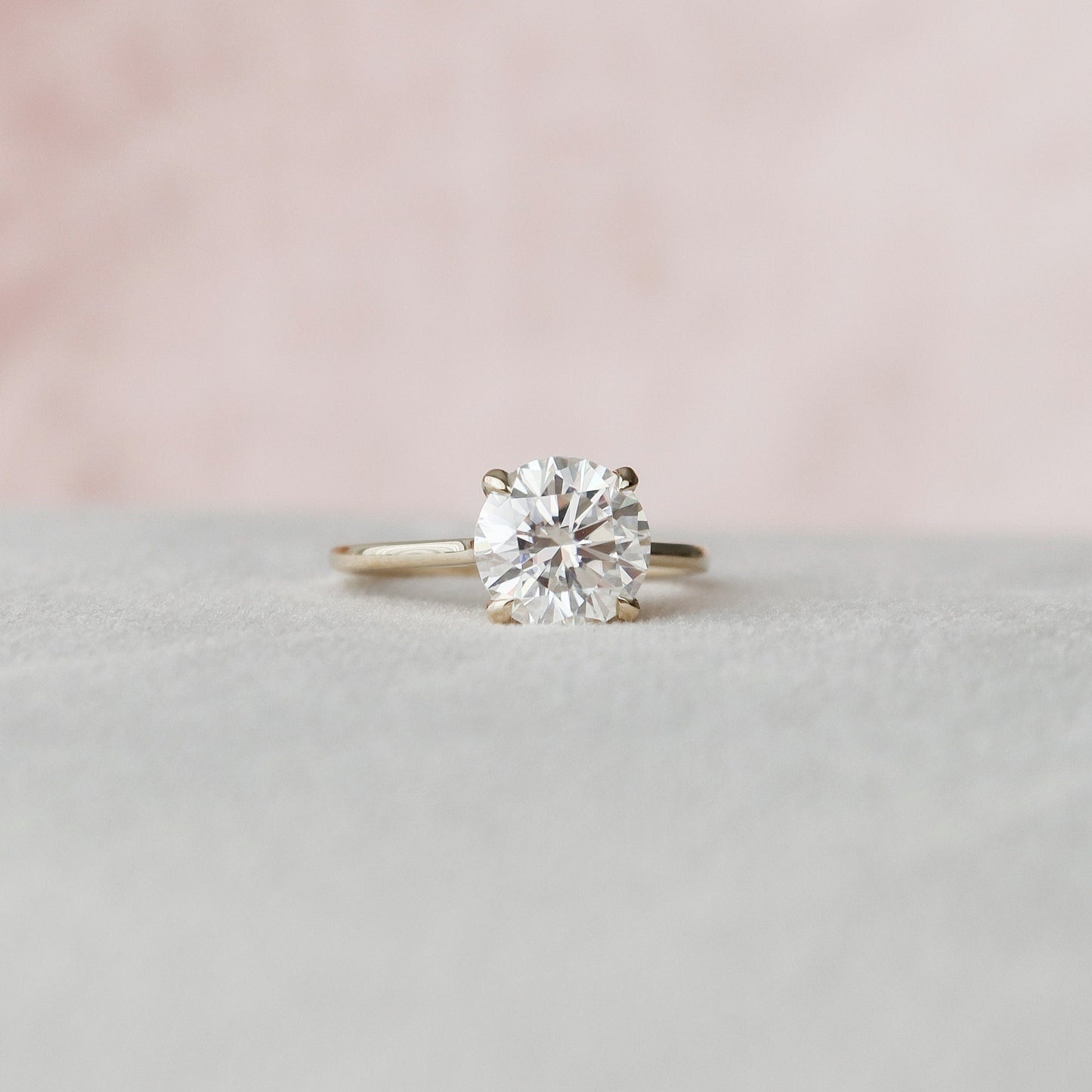 3 CT Round Hidden Halo & Pave Moissanite Engagement Ring