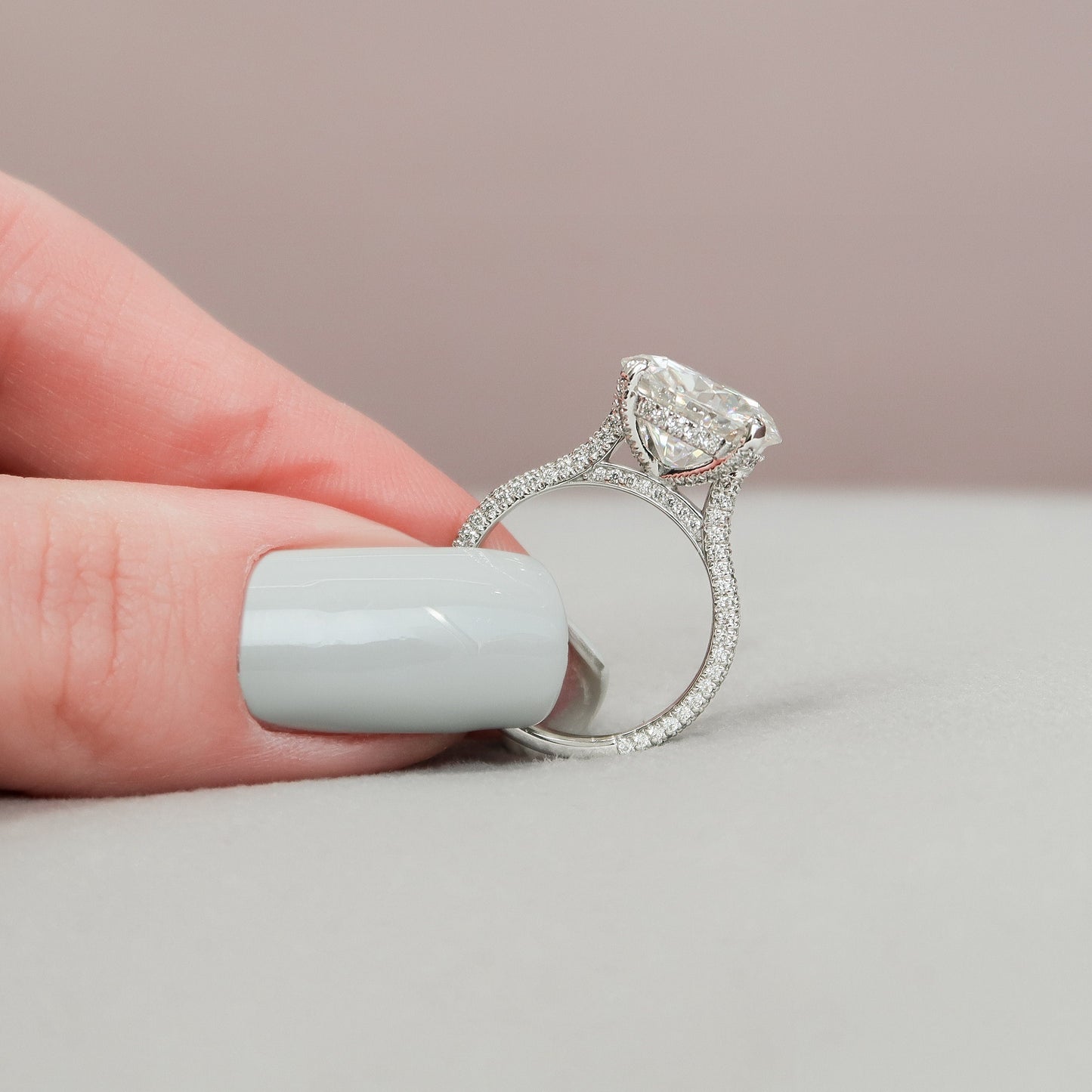 5 CT Round Hidden Halo & Pave Moissanite Engagement Ring