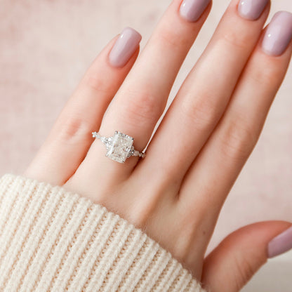 3.5 CT Radiant Cluster Moissanite Engagement Ring