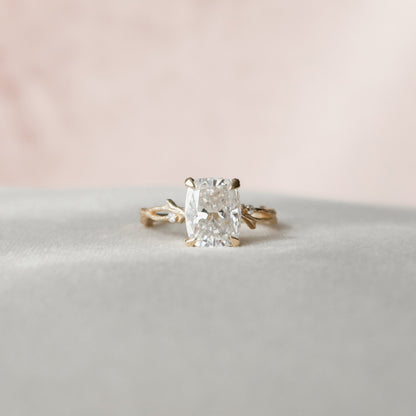 4 CT Cushion Twig Pave Moissanite Engagement Ring