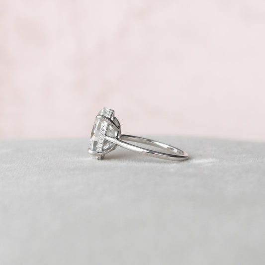 5 CT Oval Hidden Halo Moissanite Engagement Ring