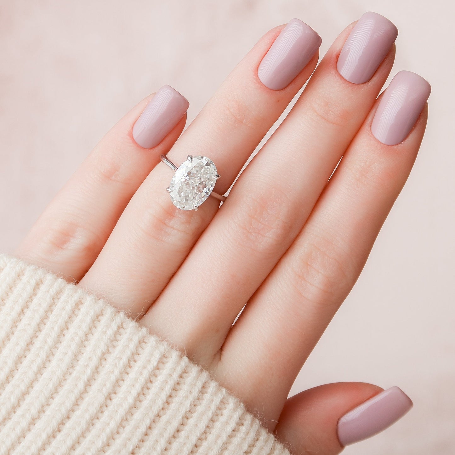 5 CT Oval Hidden Halo Moissanite Engagement Ring