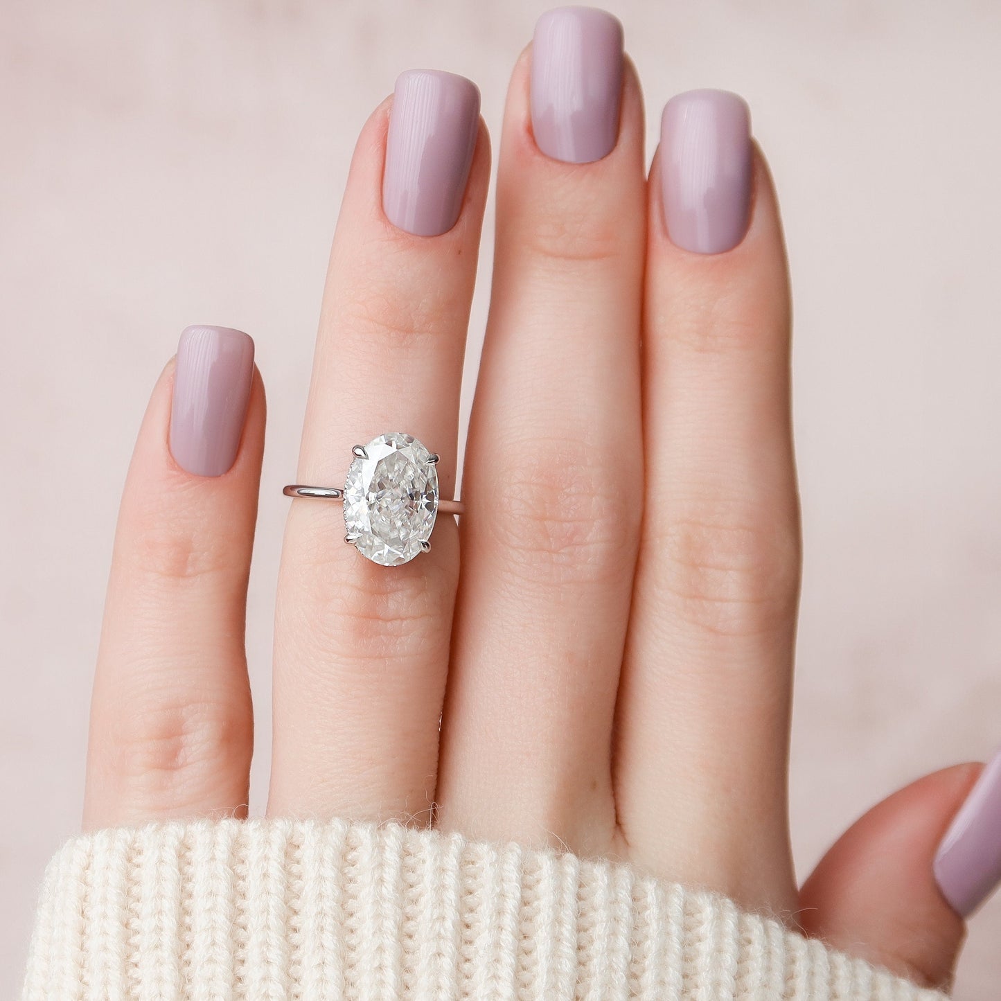 5 CT Oval Hidden Halo Moissanite Engagement Ring