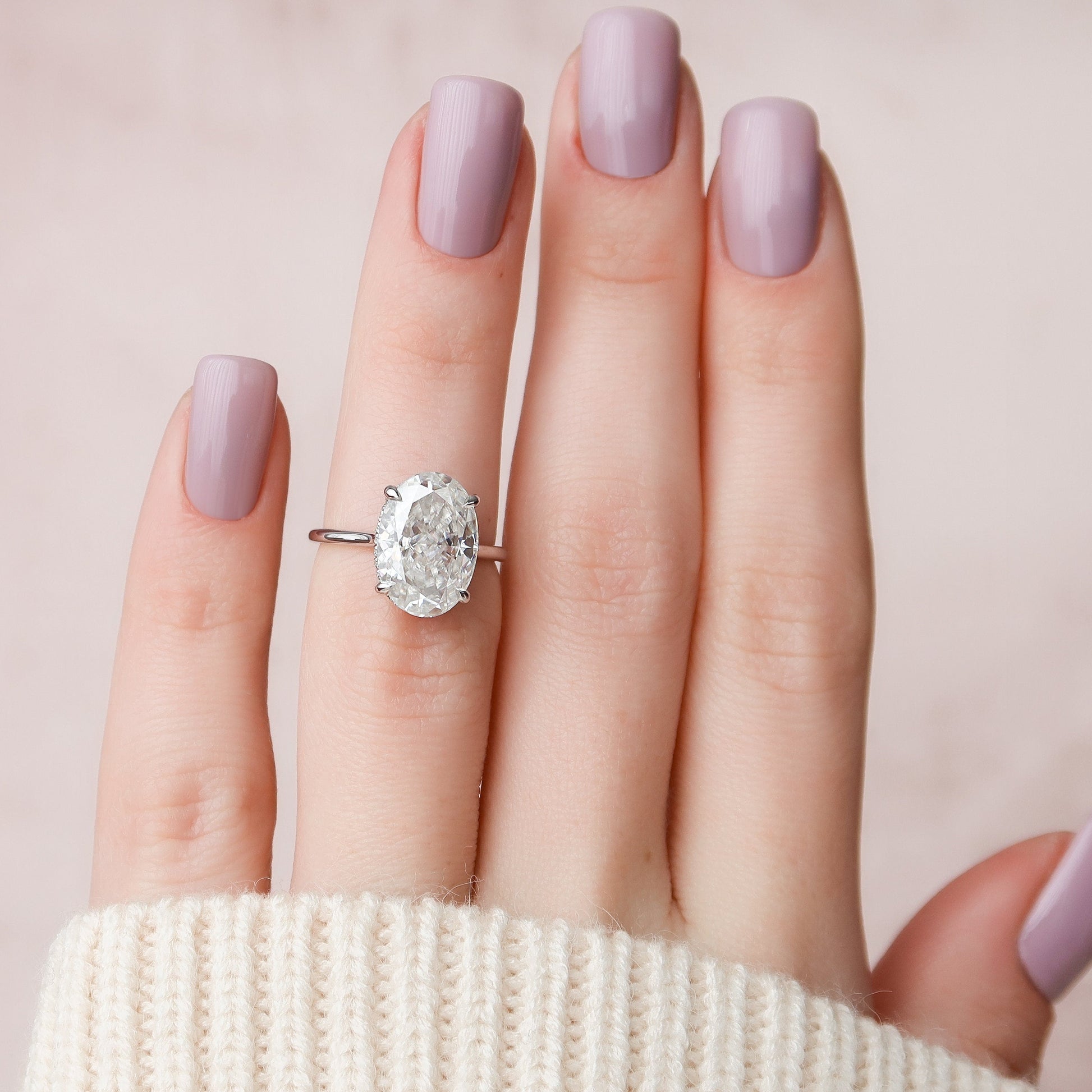5 CT Oval Hidden Halo Moissanite Engagement Ring