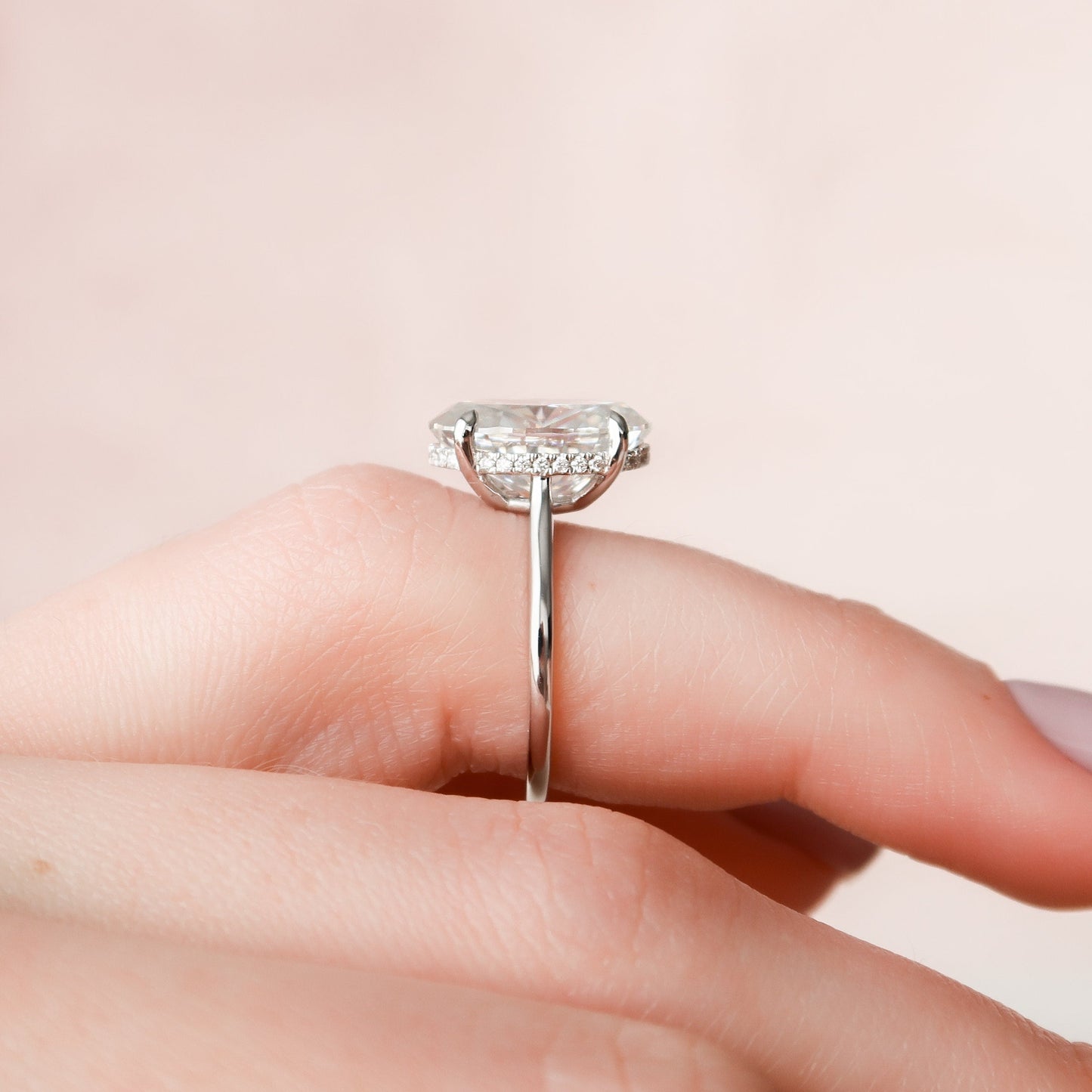 5 CT Oval Hidden Halo Moissanite Engagement Ring