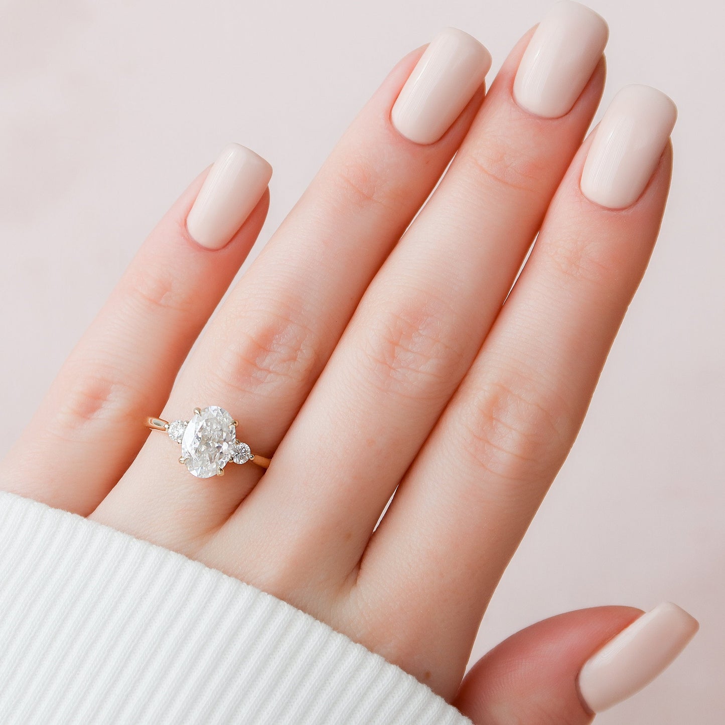 2 CT Oval Three Stone Moissanite Engagement Ring