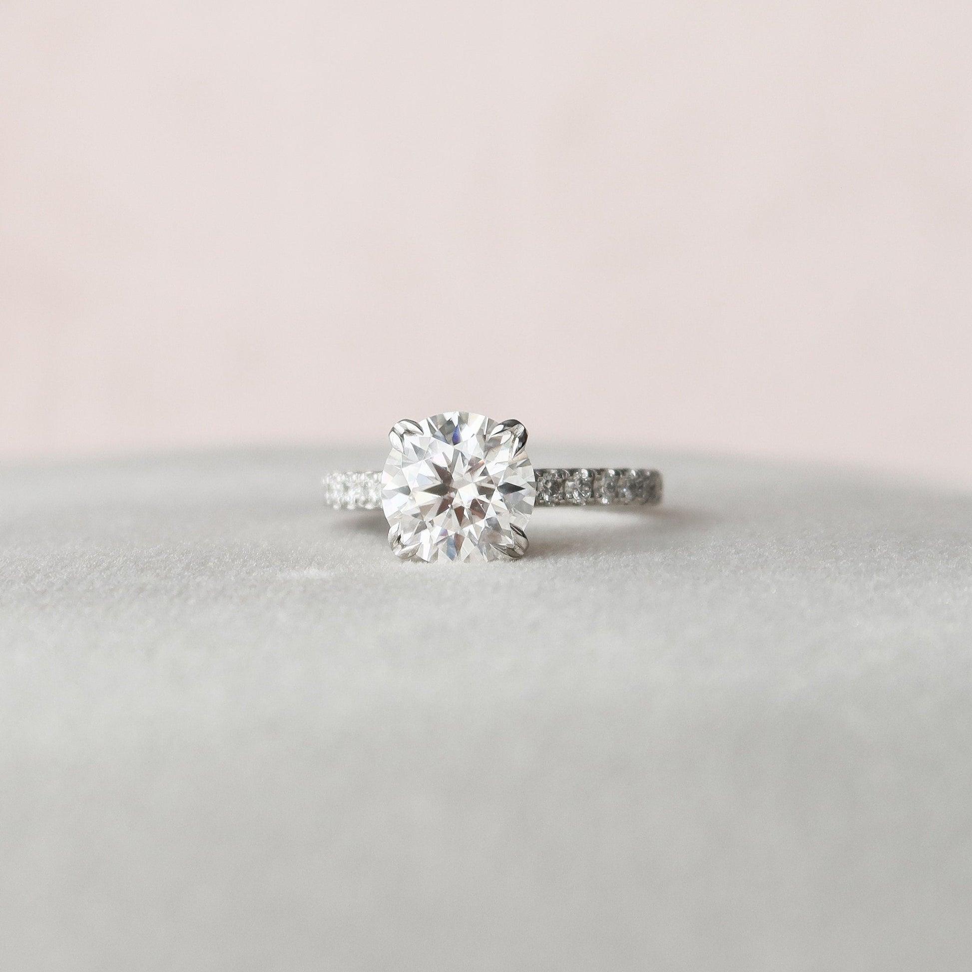 2 CT Round Hidden Halo & Pave Moissanite Engagement Ring
