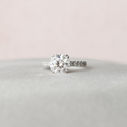 2 CT Round Hidden Halo & Pave Moissanite Engagement Ring