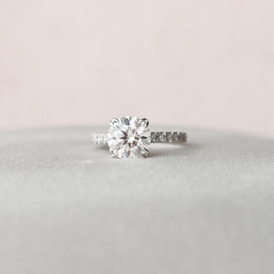 2 CT Round Hidden Halo & Pave Moissanite Engagement Ring