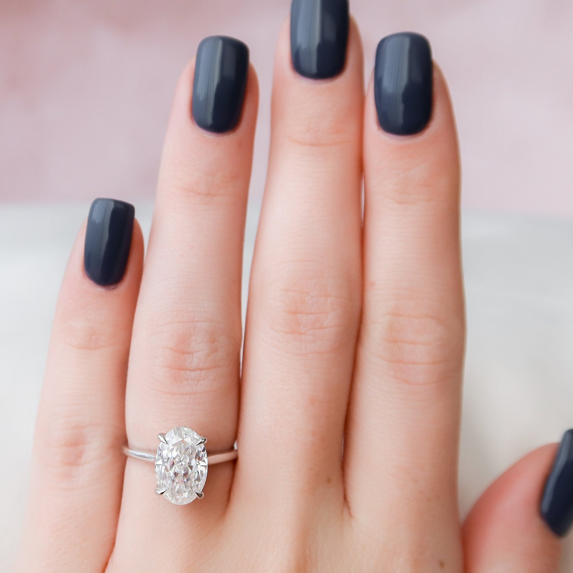3.5 CT Oval Hidden Halo & Pave Moissanite Engagement Ring