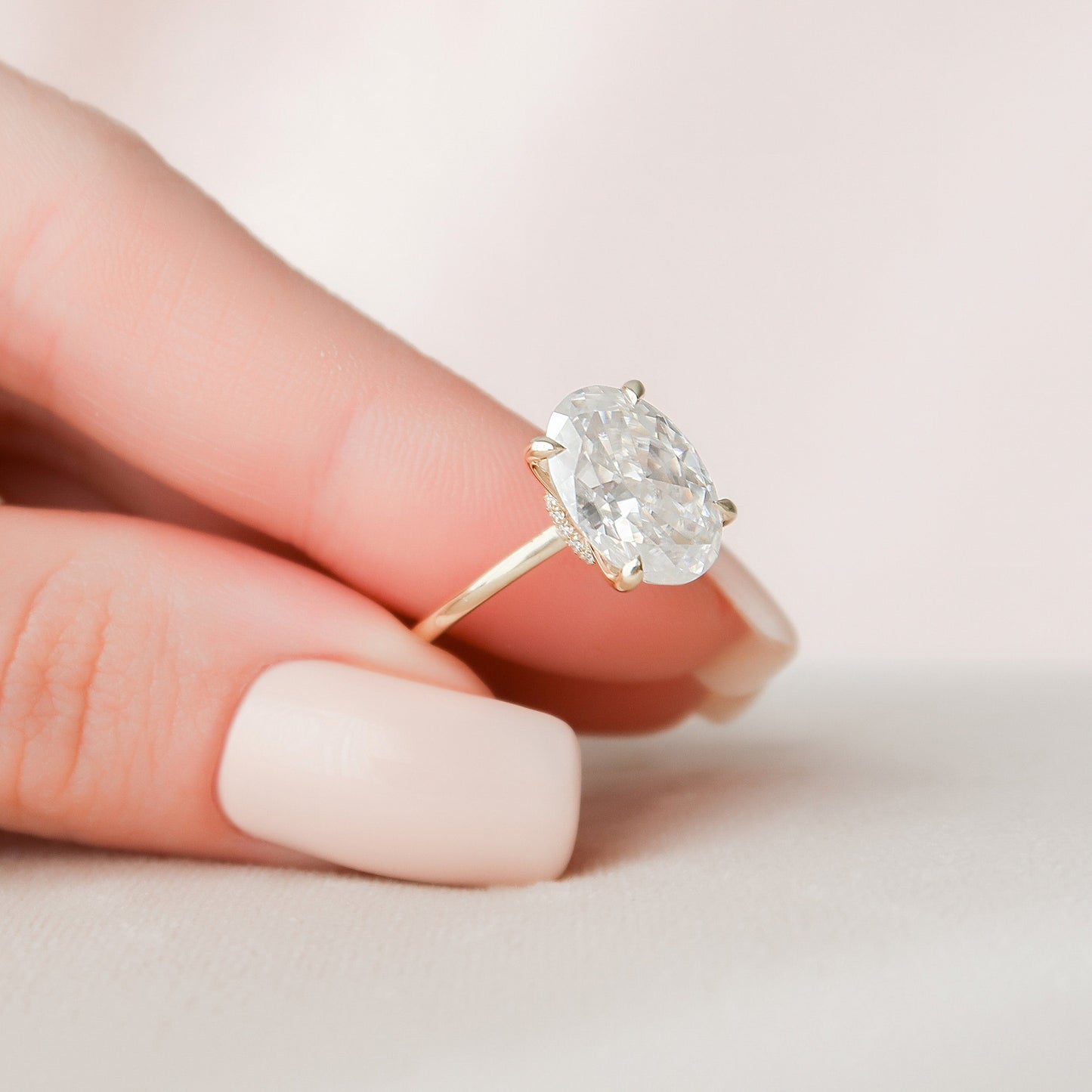 4 CT Oval Hidden Halo Moissanite Engagement Ring