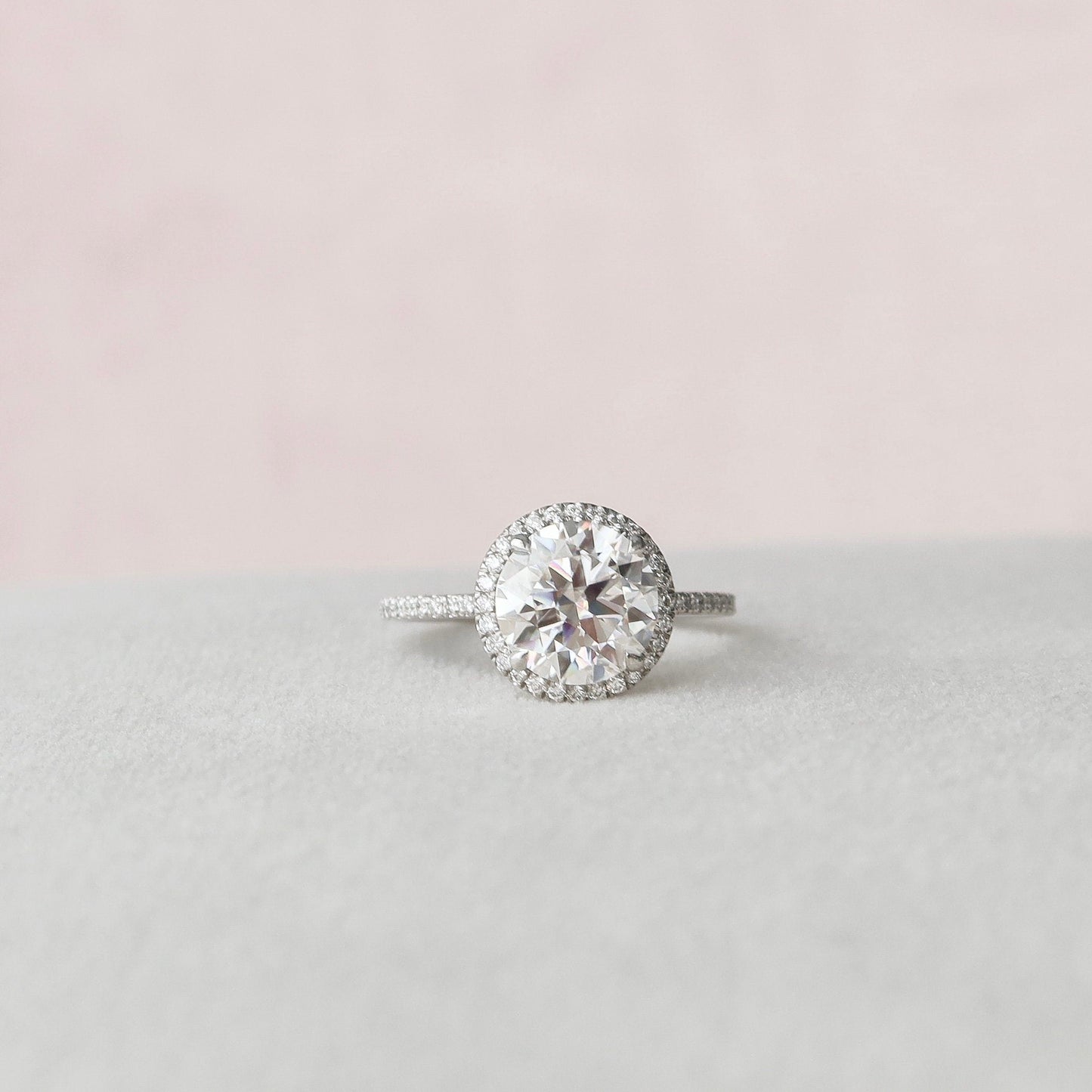 3 CT Round Halo & Pave Moissanite Engagement Ring