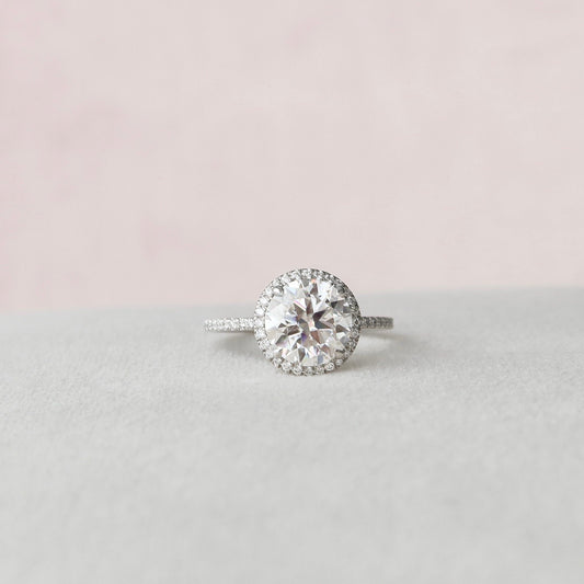 3 CT Round Halo & Pave Moissanite Engagement Ring