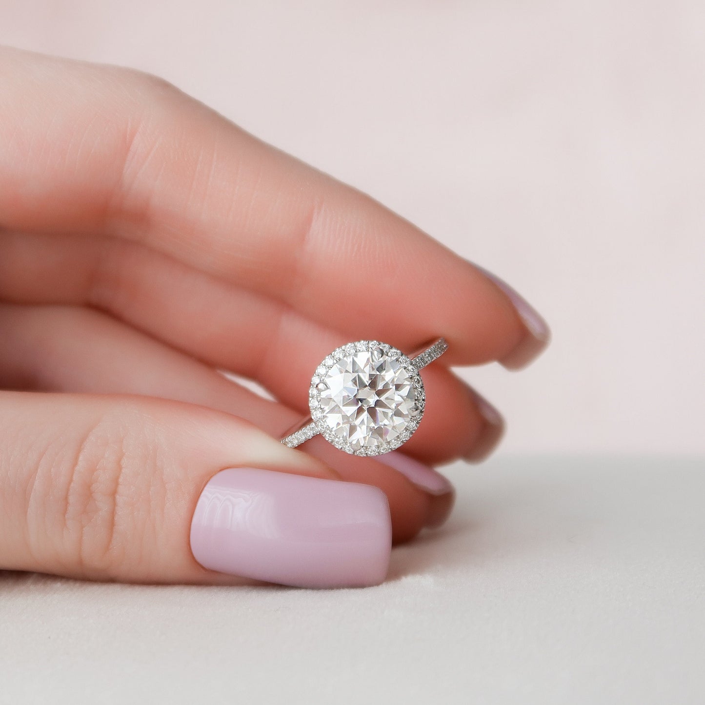 3 CT Round Halo & Pave Moissanite Engagement Ring