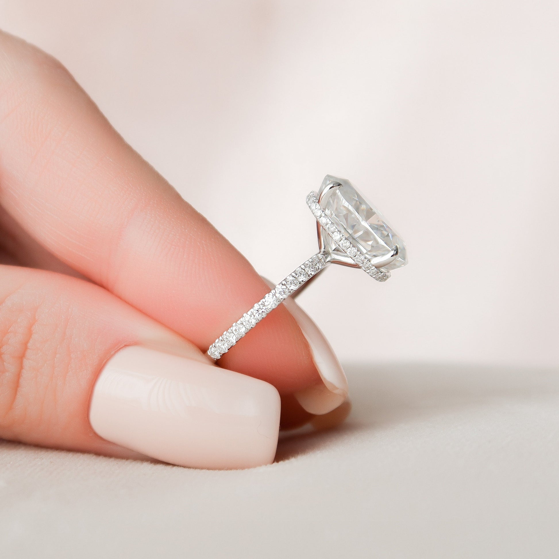 5 CT Oval Hidden Halo & Pave Moissanite Engagement Ring