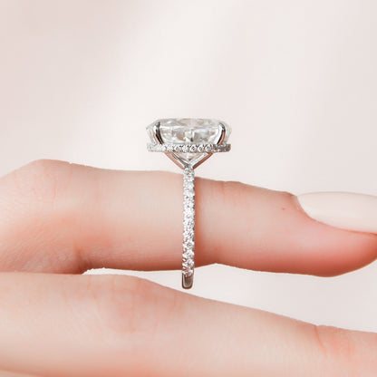 5 CT Oval Hidden Halo & Pave Moissanite Engagement Ring