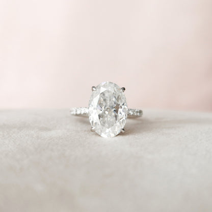 5 CT Oval Hidden Halo & Pave Moissanite Engagement Ring