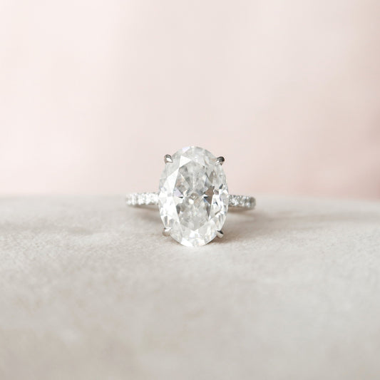 5 CT Oval Hidden Halo & Pave Moissanite Engagement Ring