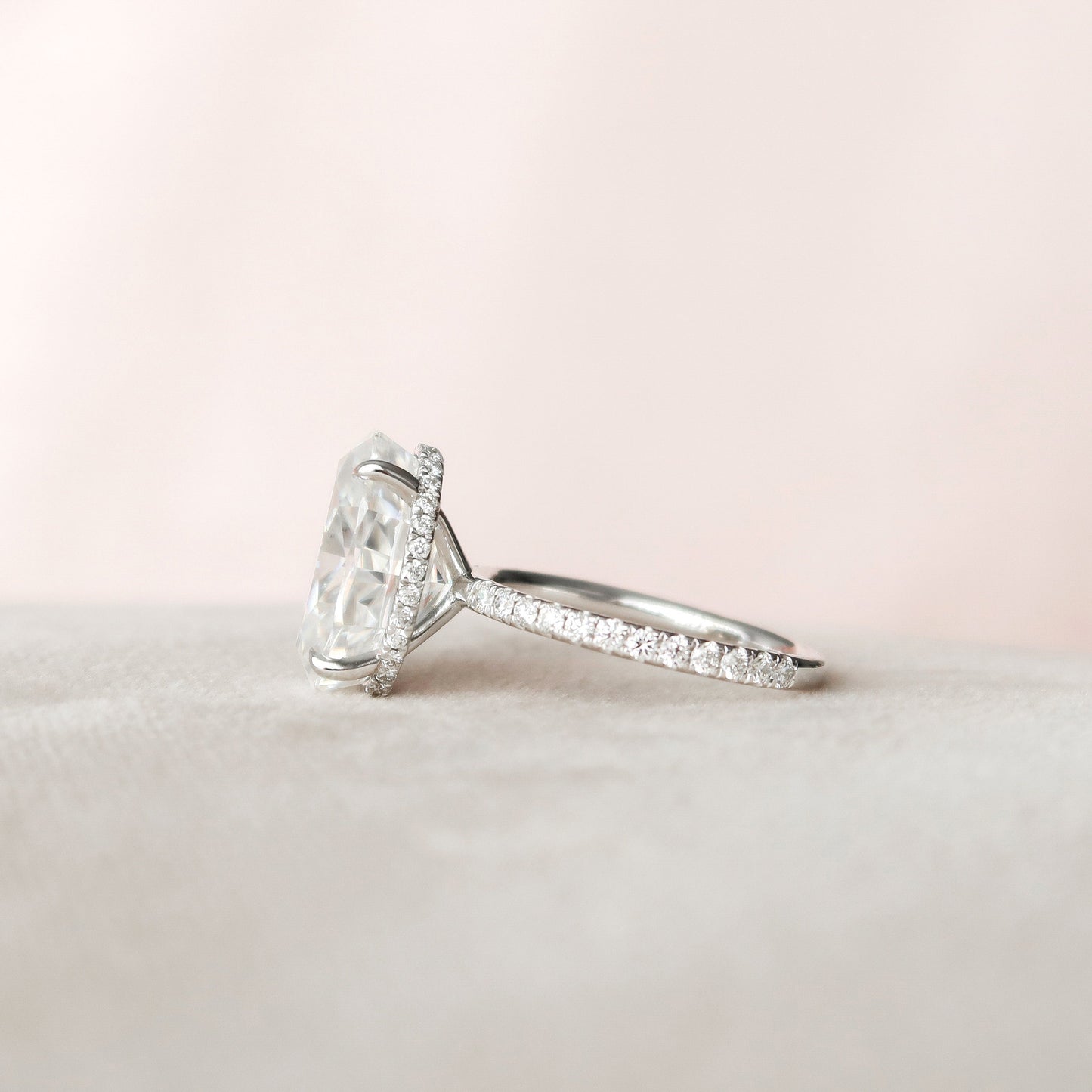5 CT Oval Hidden Halo & Pave Moissanite Engagement Ring