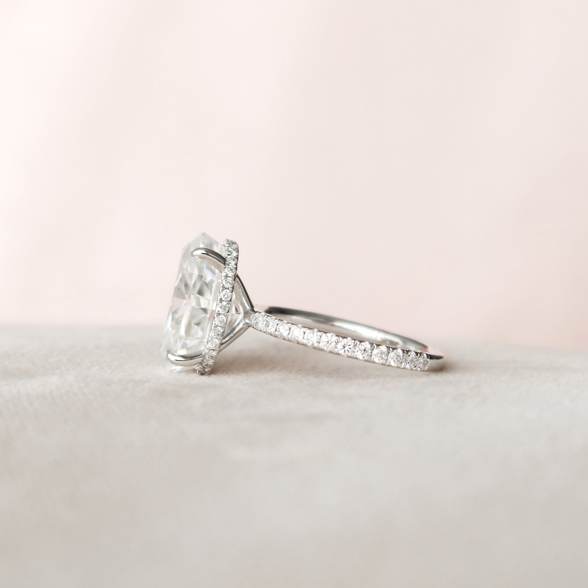 5 CT Oval Hidden Halo & Pave Moissanite Engagement Ring