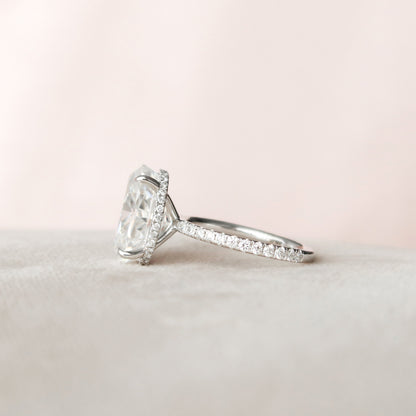 5 CT Oval Hidden Halo & Pave Moissanite Engagement Ring
