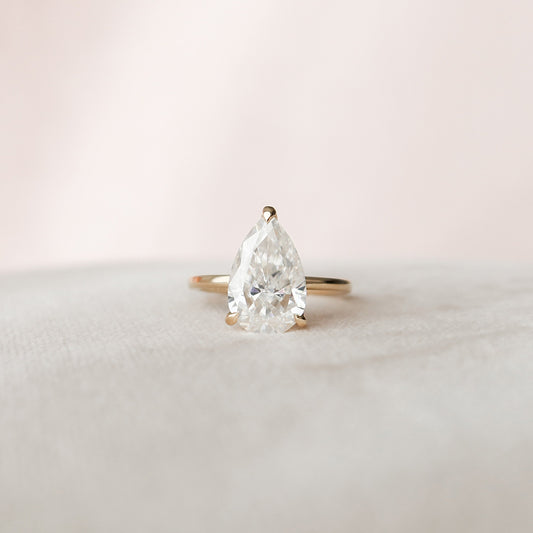 2.5 CT Pear Hidden Halo Moissanite Engagement Ring