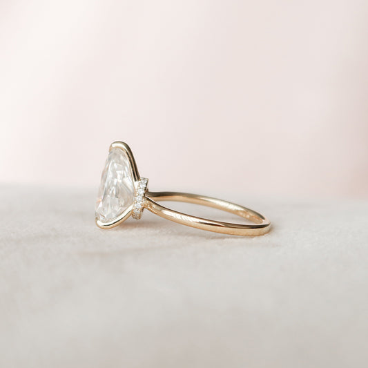 2.5 CT Pear Hidden Halo Moissanite Engagement Ring
