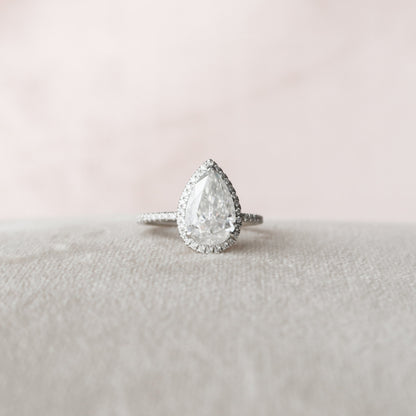 2.5 CT Pear Halo & Pave Moissanite Engagement Ring