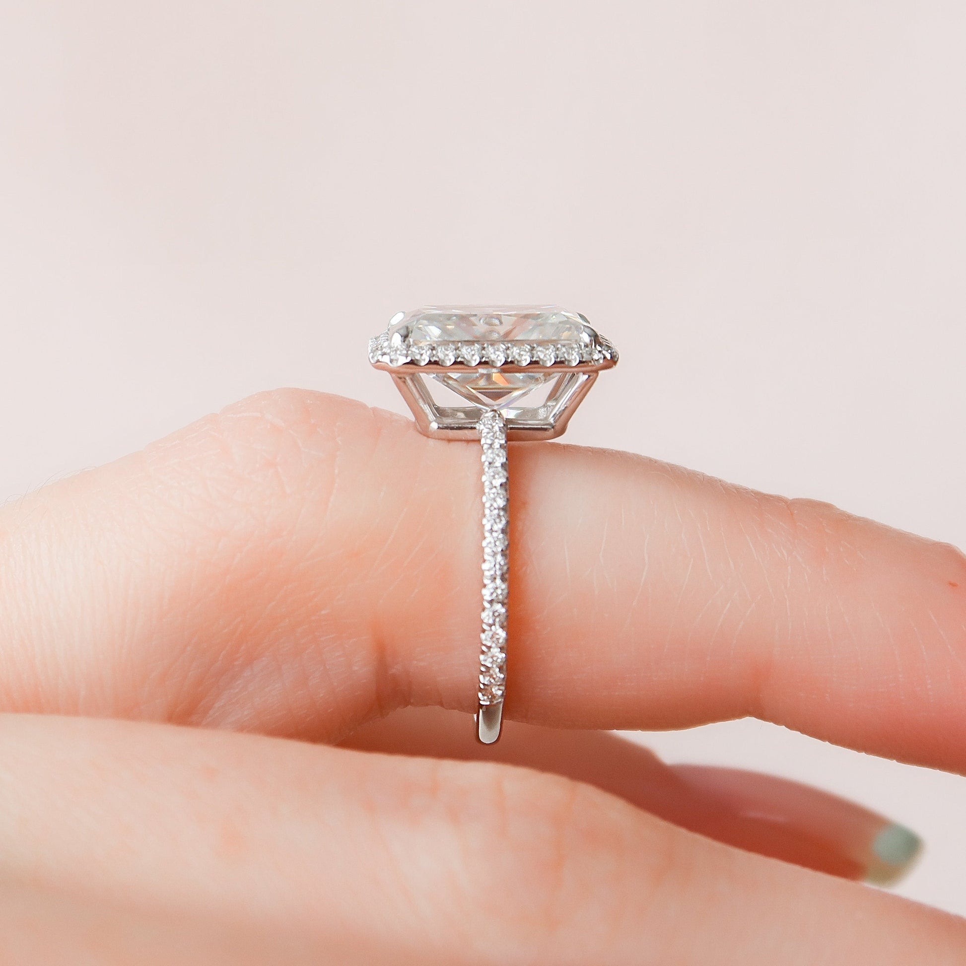 5 CT Radiant Halo & Pave Moissanite Engagement Ring