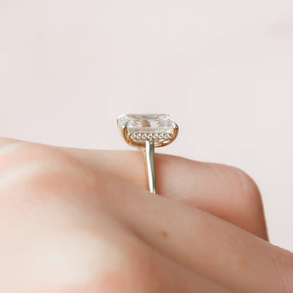 4 CT Emerald Hidden Halo Moissanite Engagement Ring
