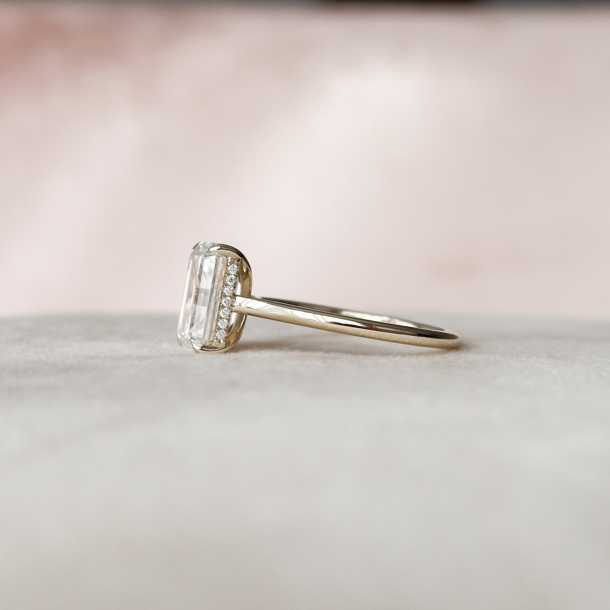 4 CT Emerald Hidden Halo Moissanite Engagement Ring